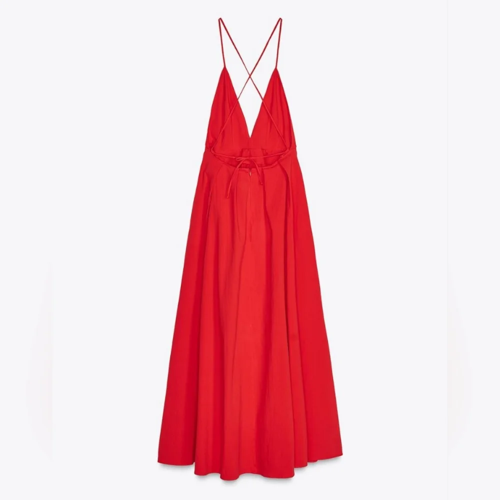 Zara Open Back Dress Strappy Ajustable Straps Pockets red Zw Collection Sz M NWT - Picture 12 of 16
